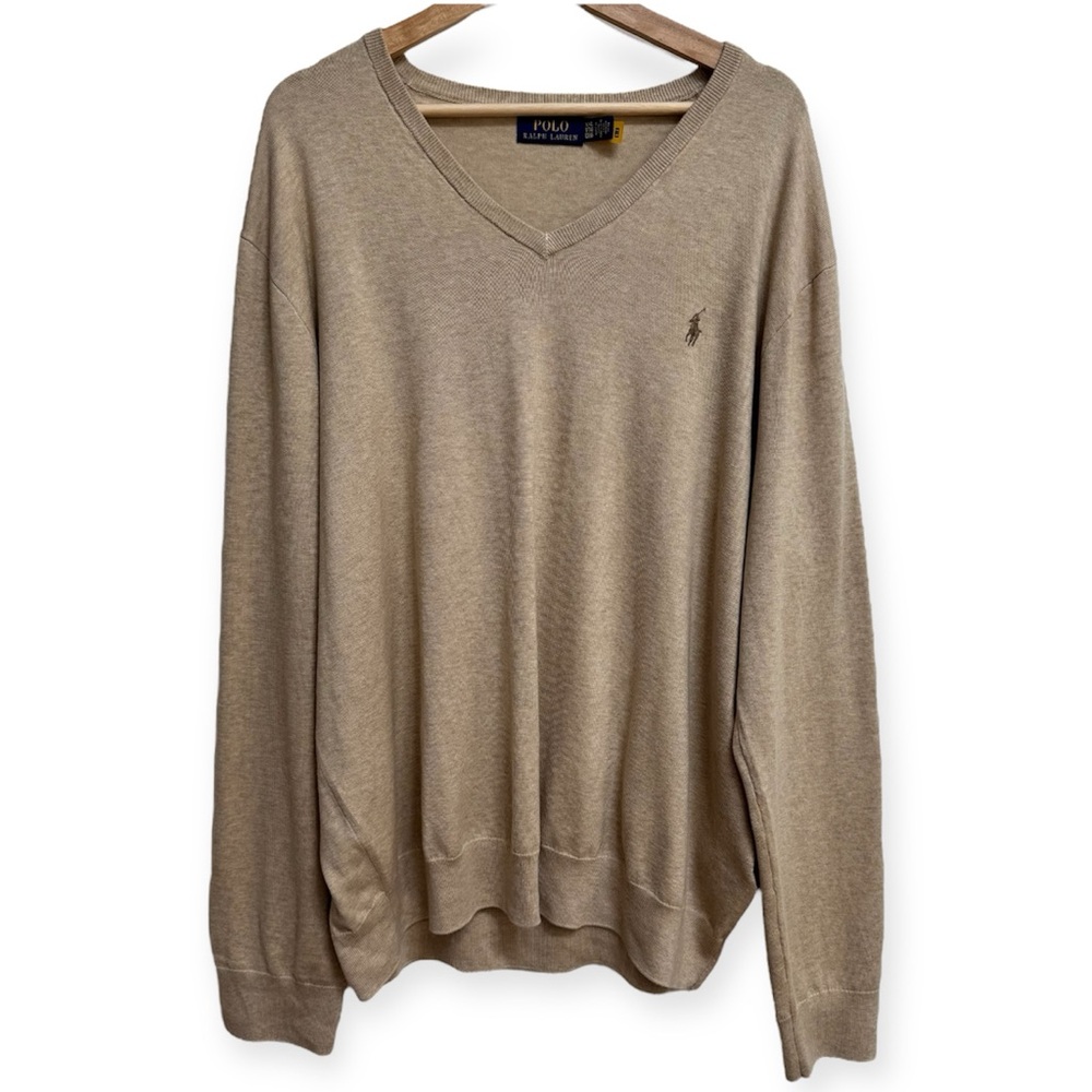 Polo‎ Ralph Lauren 100% Cotton V-Neck Sweater Embroidered Pony XXL